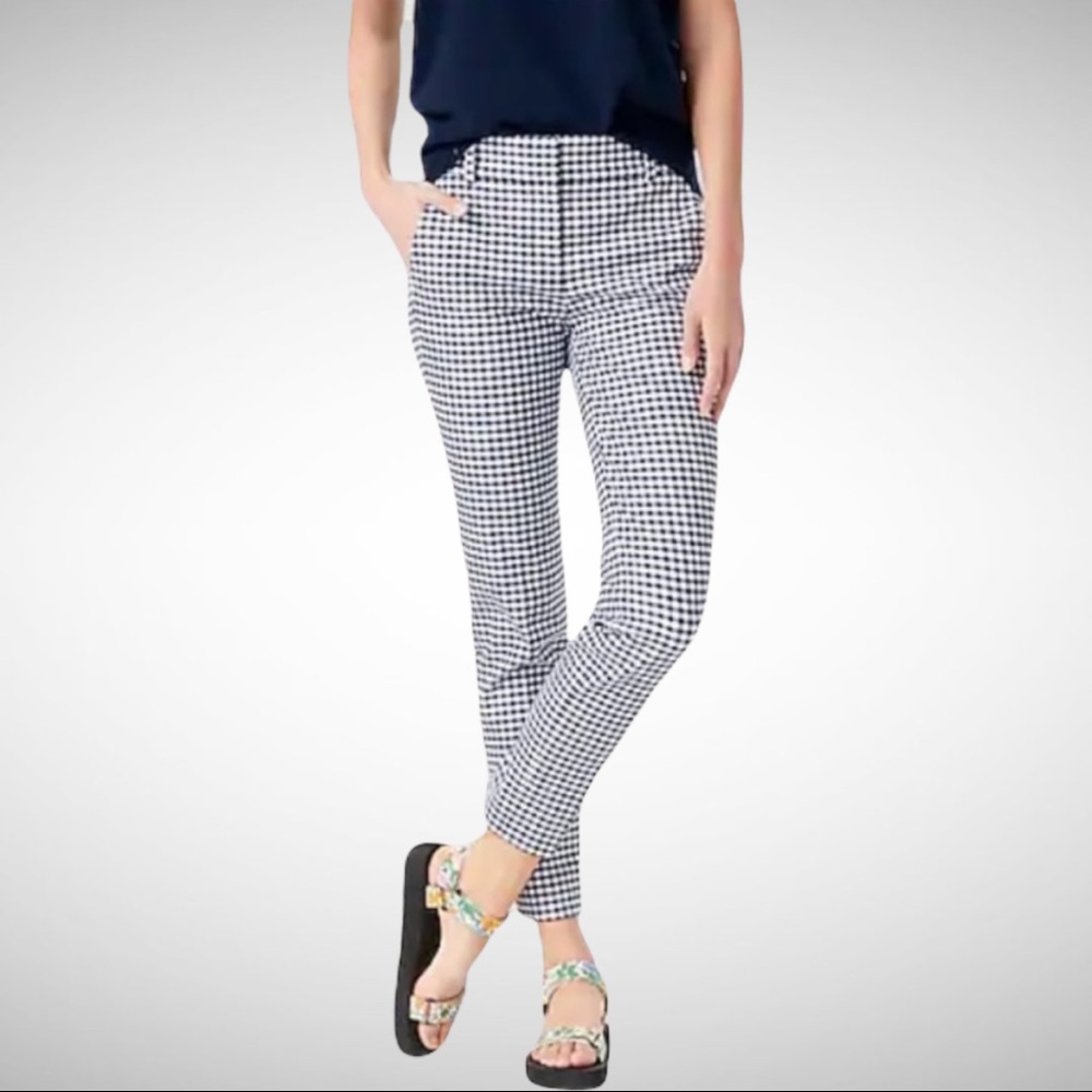 J. Crew Stretch Pant in Navy Gingham Size 2